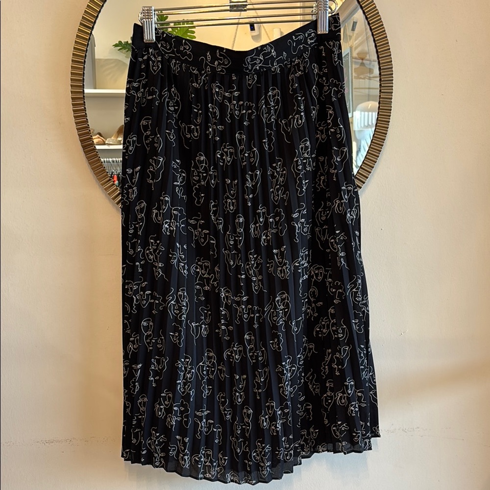 A New Day Black Midi A-line Pleated Skirt for Casual Occasions